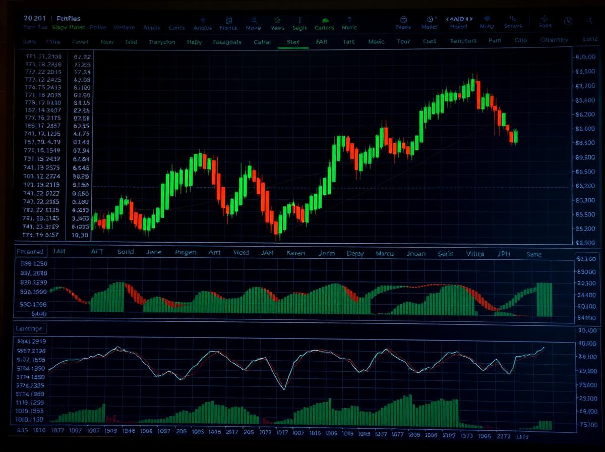 TRUEHN terminal interface with candlestick charts and depth